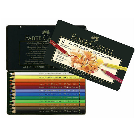 Faber-Castell Polychromos Kuru Boya Kalemi 12'li - Sanatsal ve Profesyonel Çizim Kalemi Seti