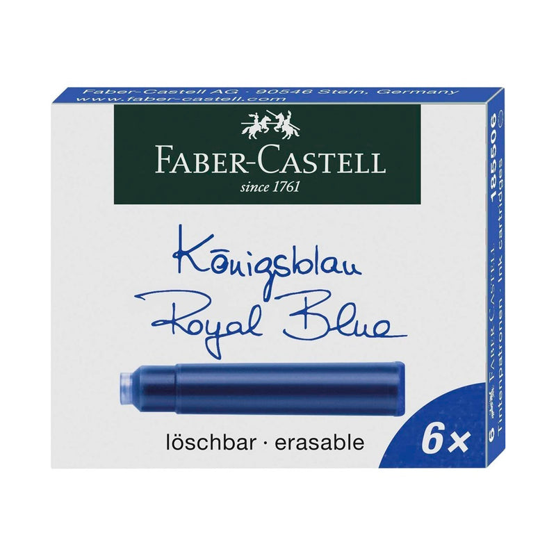 Faber-Castell Royal Mavi 6'lı Dolma Kalem Mürekkep Kartuşu - Yedek, Ofis ve Akıcı Yazım İçin
