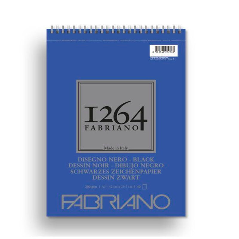Fabriano Black Paper 200 gr A3 40 Yaprak Spiralli Eskiz Defteri - Sanatsal Çizim ve Karalama Defteri