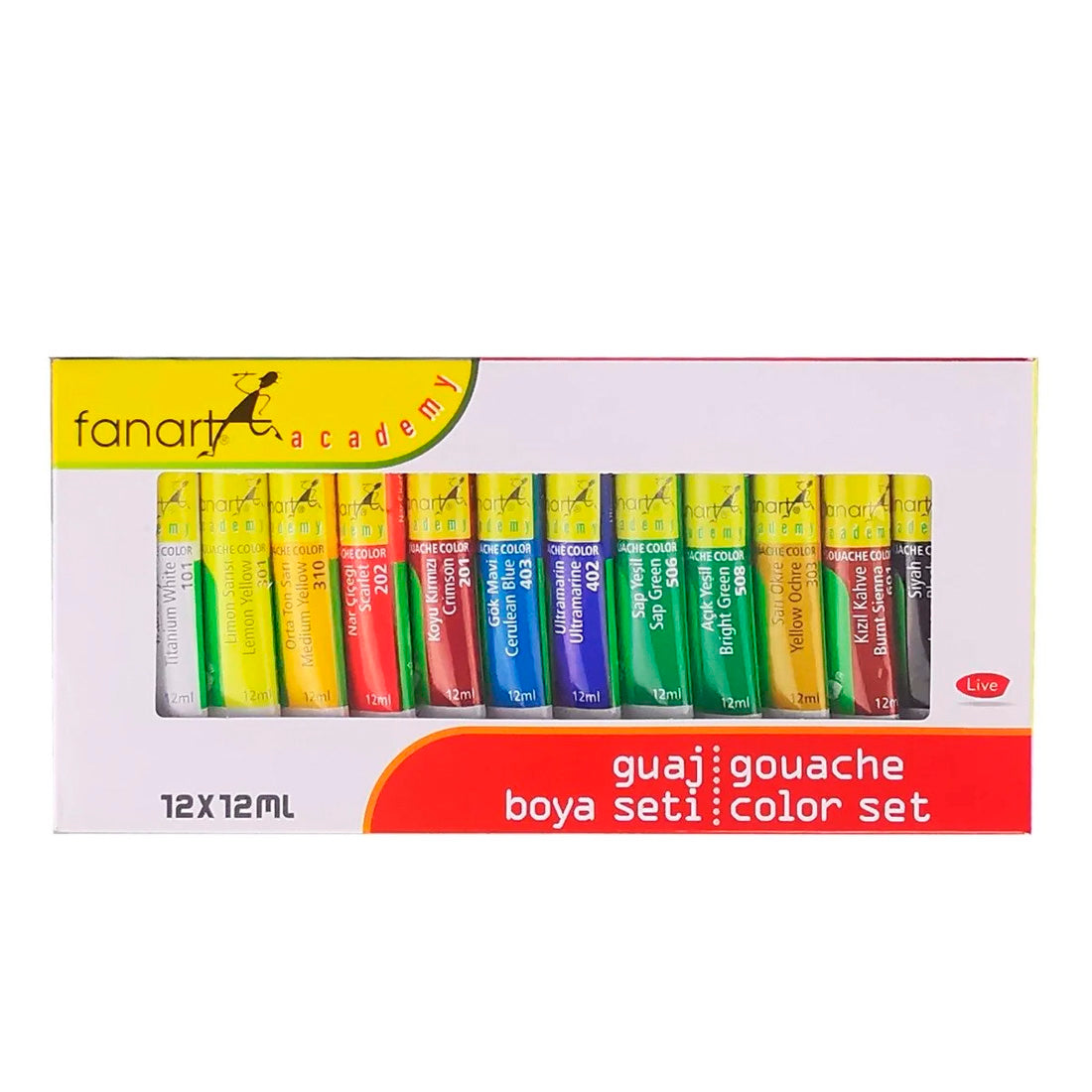 Fanart Academy Seti 12x12 ml Guaj Boya F-3500