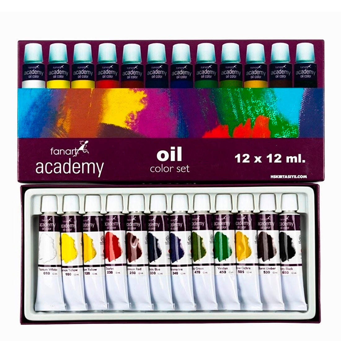 Fanart Academy Yağlı Boya Seti 12x12ml - Sanatsal Hobi ve Başlangıç Seti