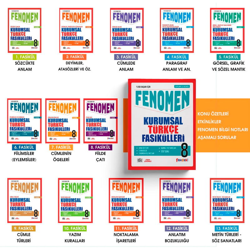 Fenomen Yayınları 8. Sınıf Kurumsal Türkçe Fasikülleri (13 Fasikül)