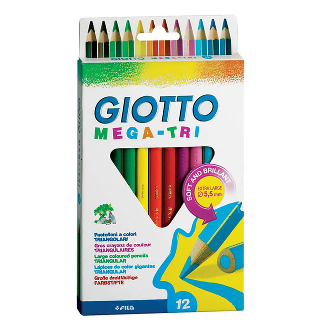 Giotto Mega Tri Jumbo 12'li  Üçgen Boya Kalemi