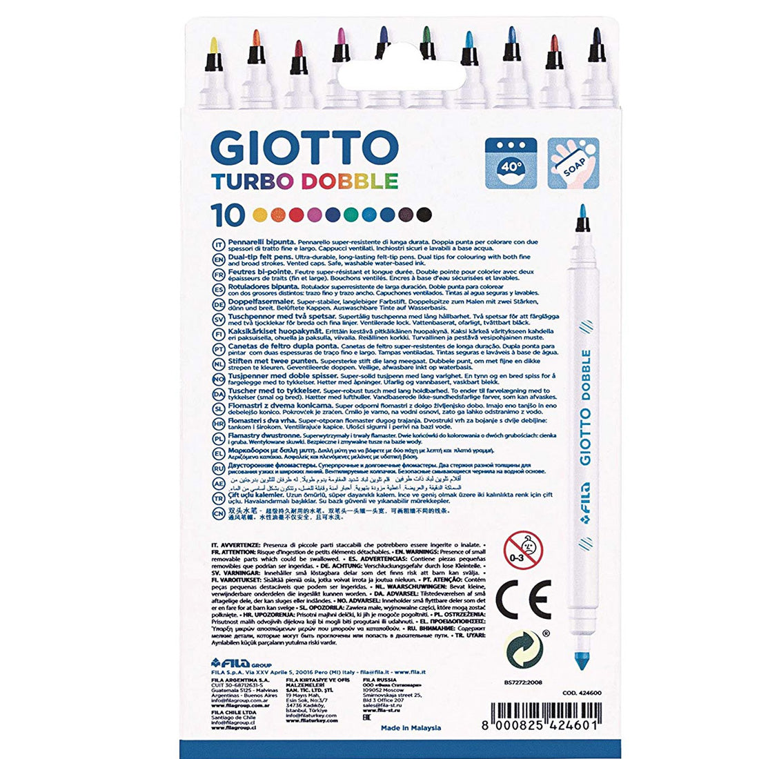 Giotto Turbo Dobble 10'lu Çift Uçlu Keçeli Kalem