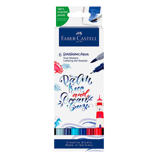 Gold Faber Aqua Çift Uçlu X6 Deniz Renkleri Markör - Sanatsal Çizim ve Boyama Kalemi
