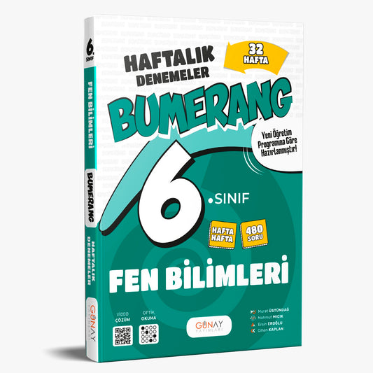 Günay Yayınları 6.Sınıf Bunerang Fen Bilimleri 32 Haftalık Deneme
