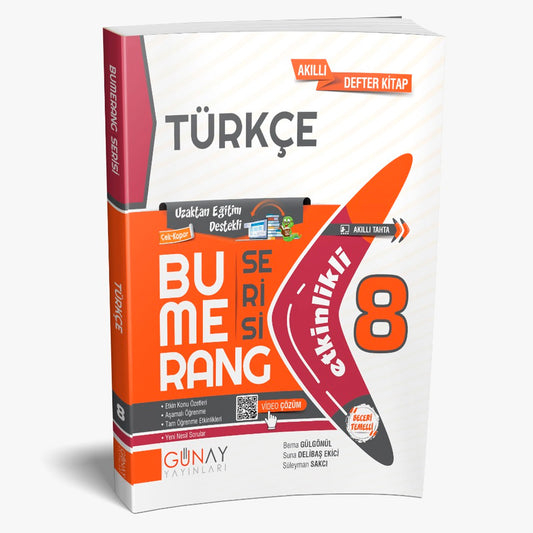 Günay Yayınları 8. Sınıf  Bumerang Serisi Etkinlikli Türkçe Akıllı Defter Kitap