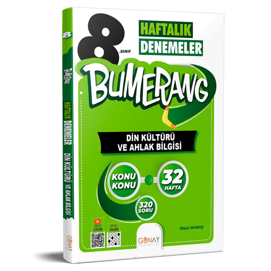 Günay Yayınları 8.Sınıf Din Kültürü ve Ahlak Bilgisi Bumerang  Haftalık Deneme