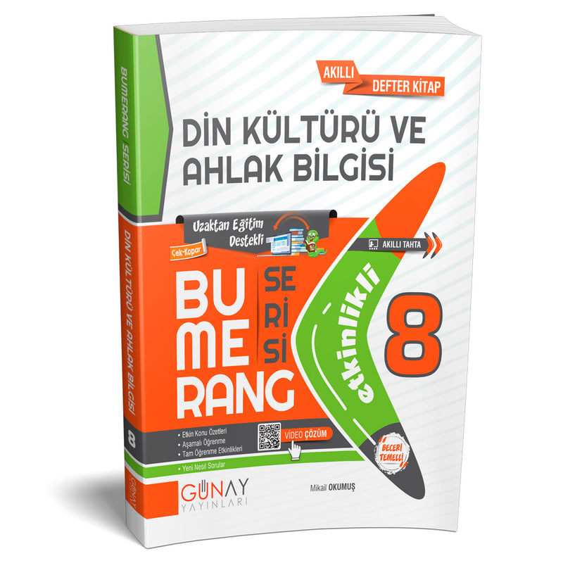 Günay Yayınları 8. Sınıf LGS Din Kültürü ve Ahlak Bilgisi Bumerang Serisi Etkinlikli Akıllı Defter