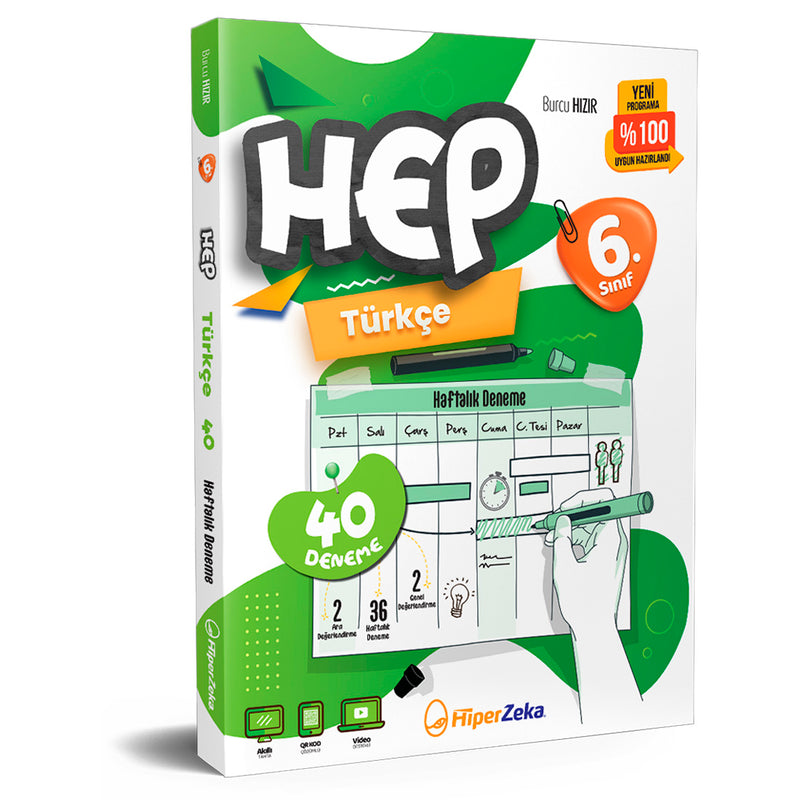 Hiper Zeka Yayınları 6. Sınıf HEP Türkçe 40 Haftalık Deneme