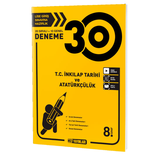 Hız Yayınları 8. Sınıf T.C. İnkılap Tarihi ve Atatürkçülük 30 Deneme