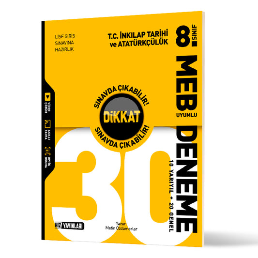 Hız Yayınları 8. Sınıf T.C. İnkılap Tarihi ve Atatürkçülük 30 Deneme