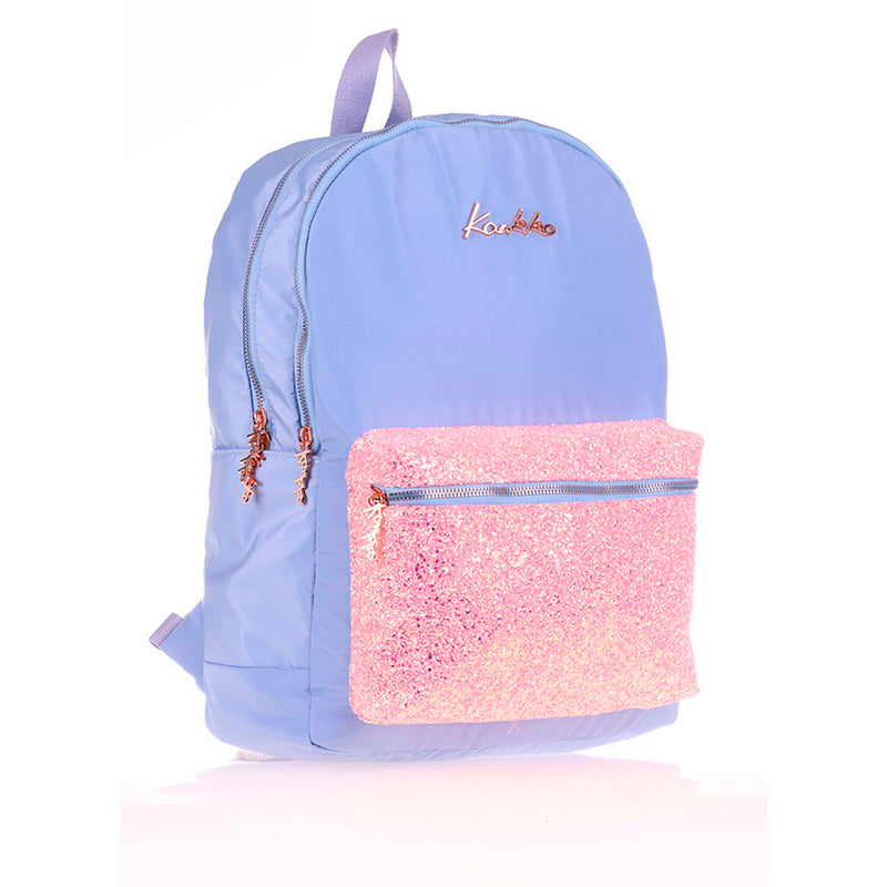 Kaukko Bright Taşlı Floral Mavi Kız Çocuk Sırt Çantası