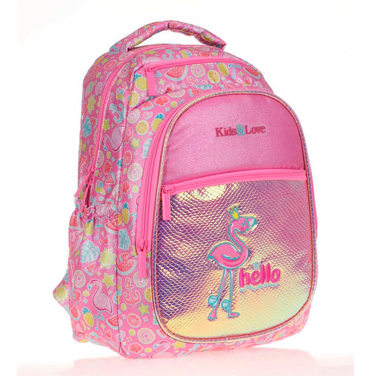 Kaukko Kids&Love Kız Çocuk Aynalı Simli Flamingo Sırt Çantası