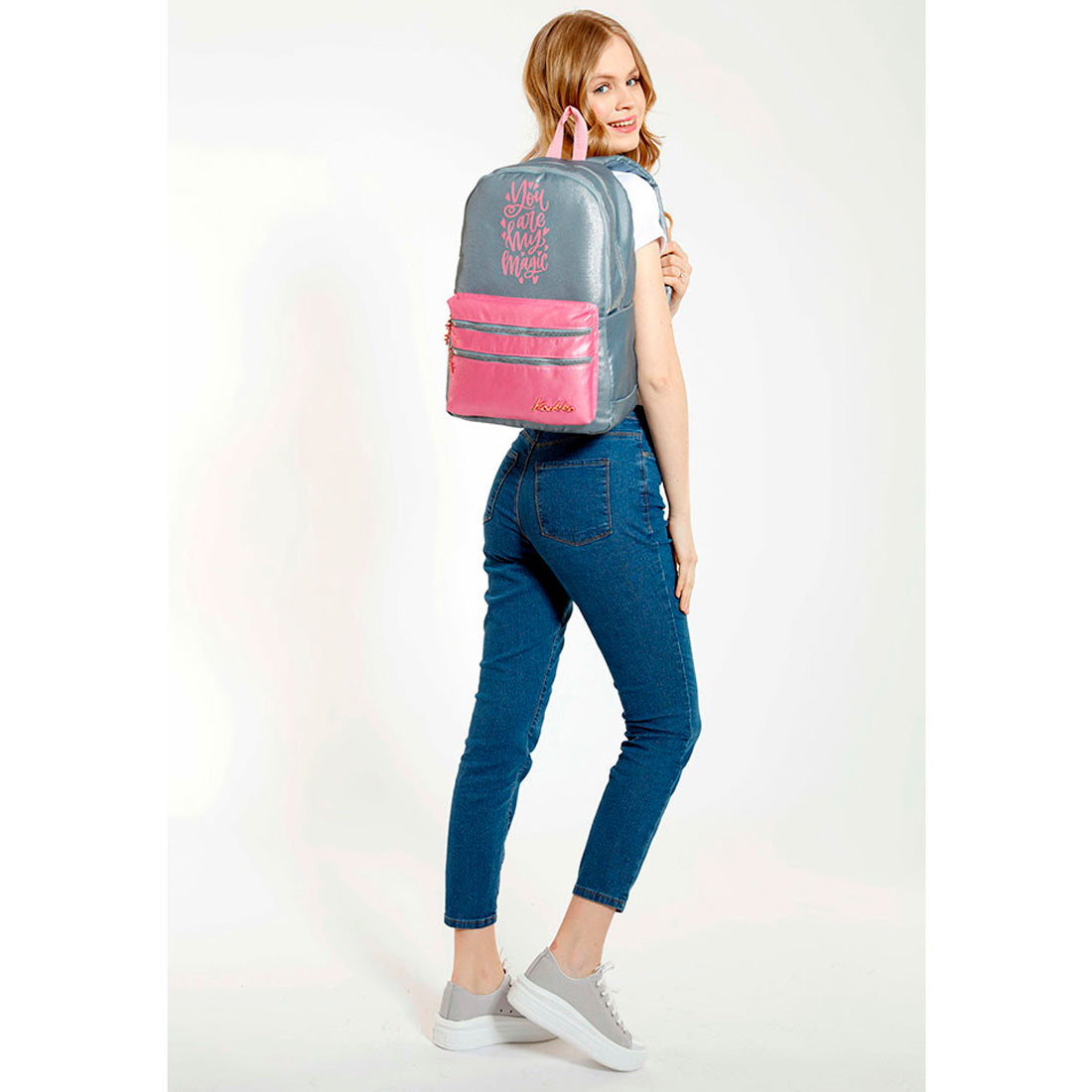 Kaukko Sparkle Duble Gri Kız Çocuk Sırt Çantası