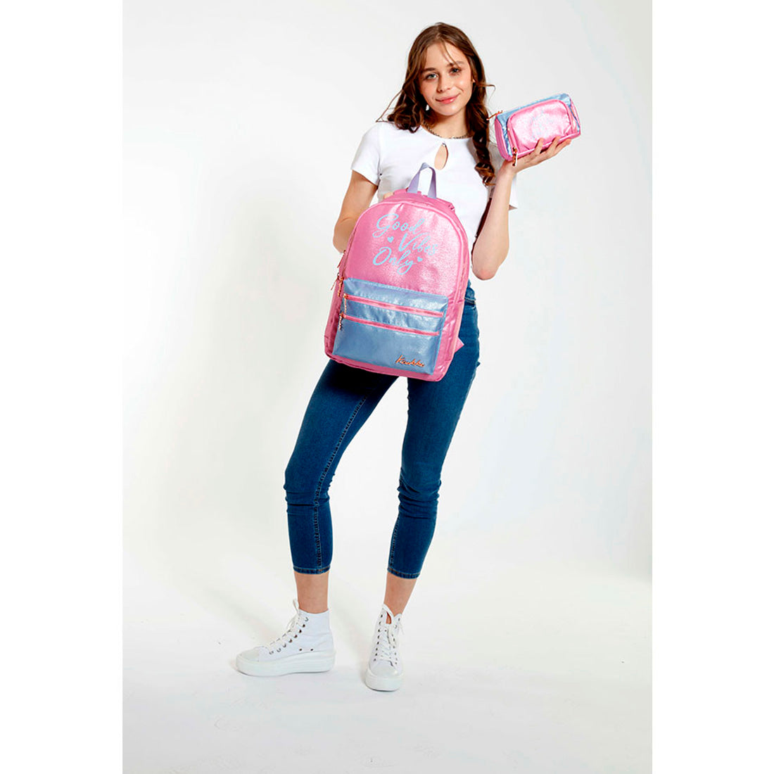 Kaukko Sparkle Duble Pembe Sırt Çantası