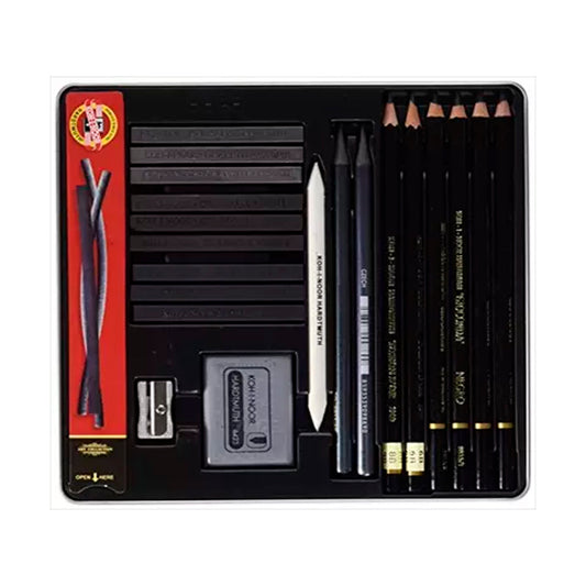 Koh-i Noor 23'lü Gioconda Metal Kutu Karakalem Eskiz Seti - Sanat, Çizim ve Hobi Malzemeleri