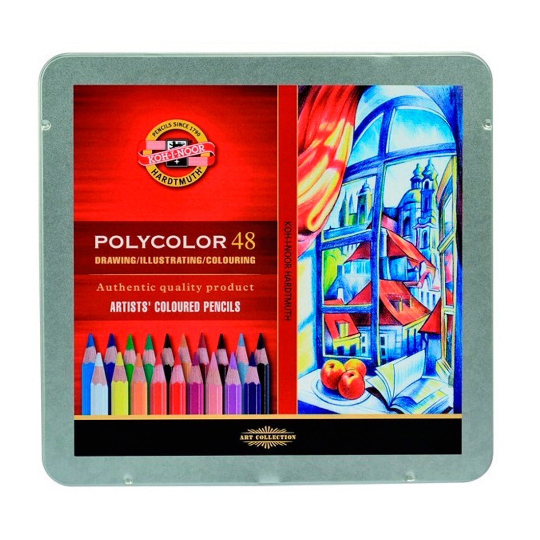 Koh-i Noor 48'li Polycolor Metal Kutu Kuru Boya Kalem Seti - Sanatsal Çizim ve Resim Kalemi