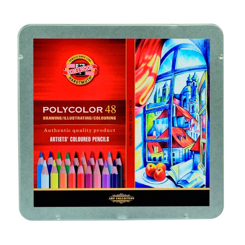Koh-i Noor 48'li Polycolor Metal Kutu Kuru Boya Kalem Seti - Sanatsal Çizim ve Resim Kalemi