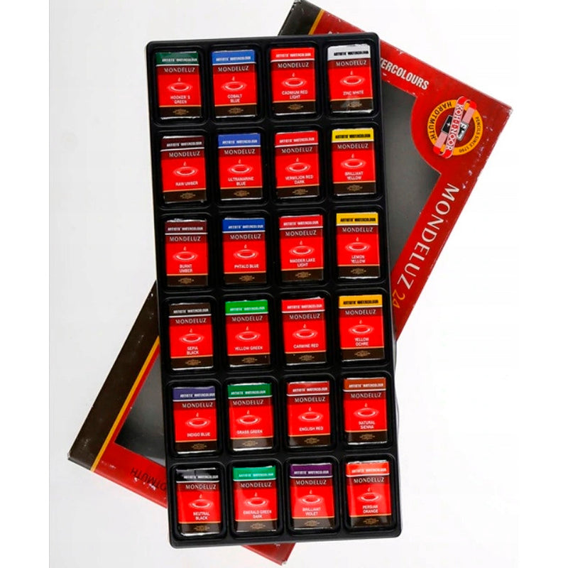 Koh I Noor Mondeluz Aquarell Colours 24'lü Tablet Suluboya Seti - Sanatsal Profesyonel ve Hobi Resim Malzemesi