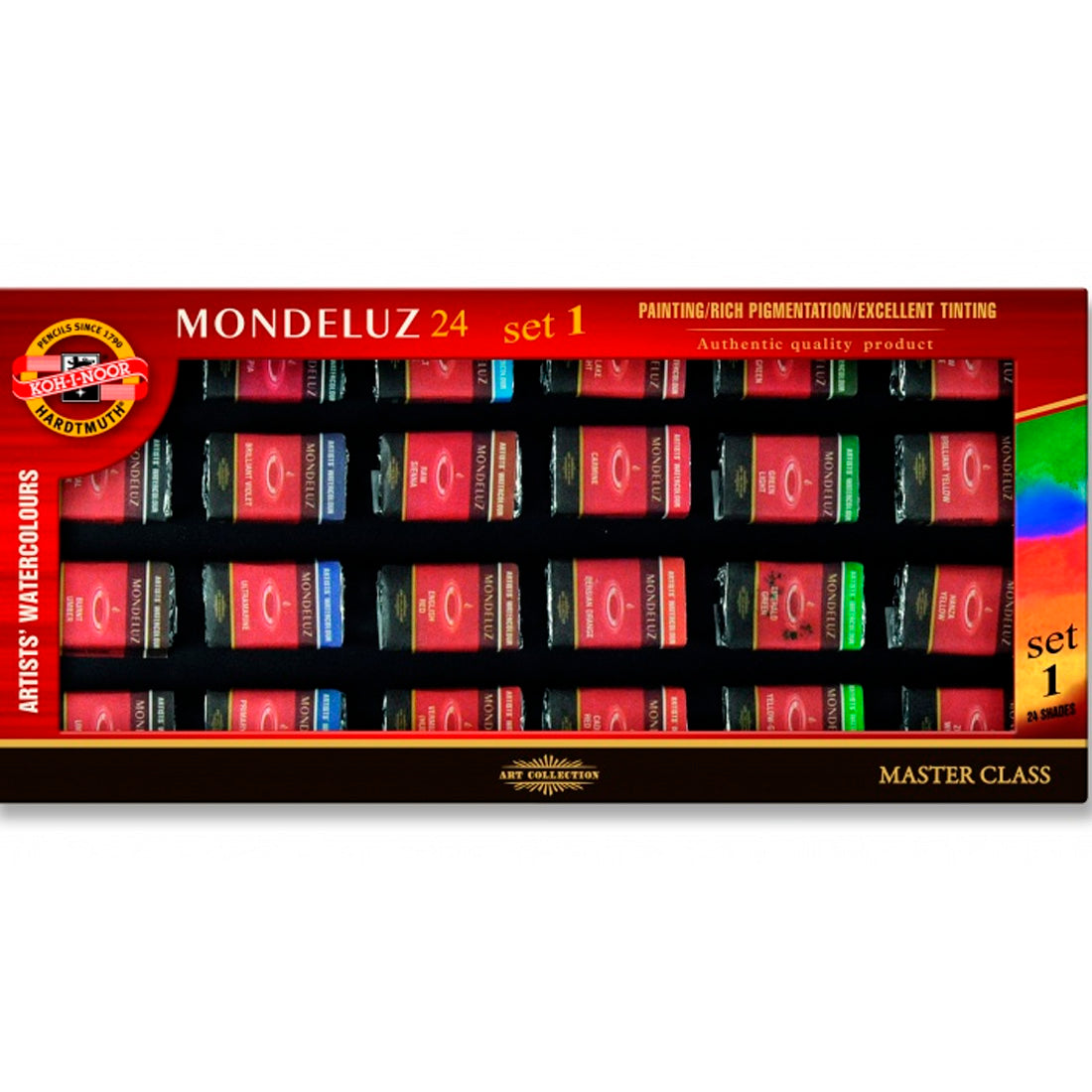 Koh I Noor Mondeluz Aquarell Colours 24'lü Tablet Suluboya Seti - Sanatsal Profesyonel ve Hobi Resim Malzemesi