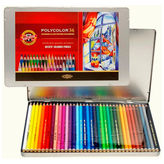 Koh-İ-Noor Polycolor 36 Renk Kuru Boya Kalemi Seti - Sanatsal Çizim ve Profesyonel Resim Kalemleri