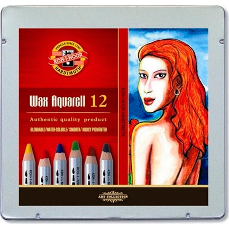 Koh I Noor Wax Aquarell 12'li Sulandırılabilir Mum Boyası - Sanatsal Hobi ve Çizim Boyası