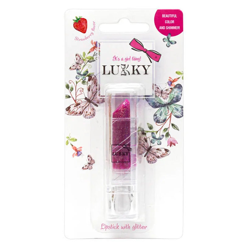 Lukky Çilek Aromalı Simli Lipstick Kirmizi