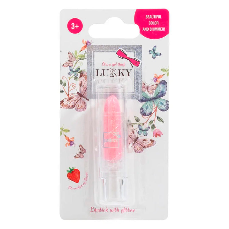 Lukky Çilek Aromalı Simli Lipstick Pembe