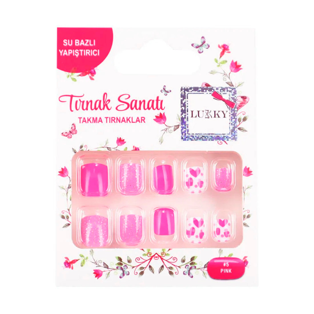 Lukky Kalp Baskılı Yapışkanlı Takma Tırnak Seti