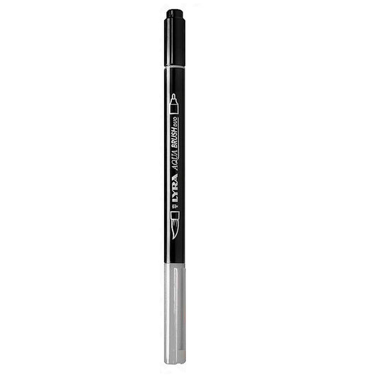 Lyra Aqua Brush Duo Marker Gri Gümüş - Suluboya Etkili Çift Uçlu Sanat ve Çizim Kalemi