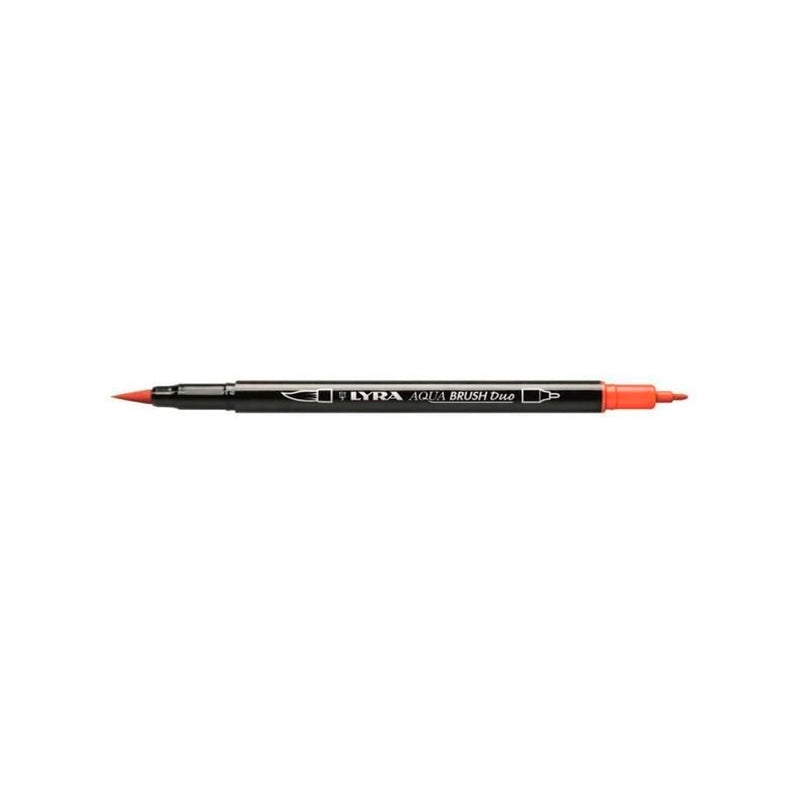Lyra Aqua Brush Duo Marker - Permanent Red - Sanatçı Çizim, İllüstrasyon ve Fırça Uçlu Kalıcı Marker