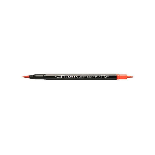 Lyra Aqua Brush Duo Marker - Permanent Red - Sanatçı Çizim, İllüstrasyon ve Fırça Uçlu Kalıcı Marker