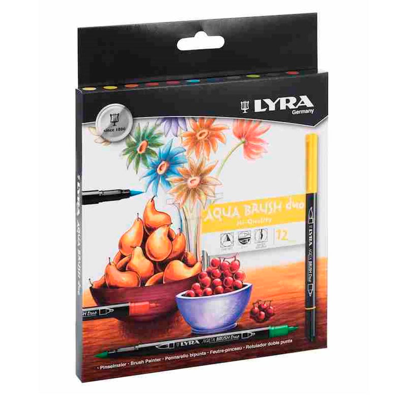 Lyra Aquabrush 12'li Dua Keçeli Kalem - Suluboya Etkili Sanat ve Çizim Marker Kalemi