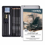 Lyra Rembrandt Charcoal 12'li Çizim Kalem Set - Sanatsal Eskiz ve Profesyonel Kömür Kalem Seti