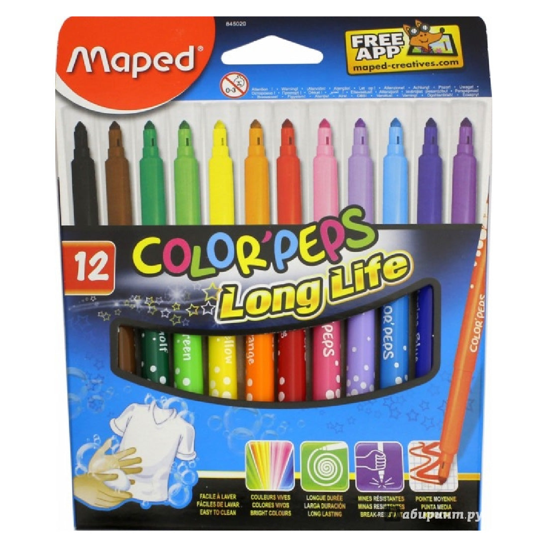 Maped Color'Peps Long Life Keçeli Kalem 12'Li 845020Lm