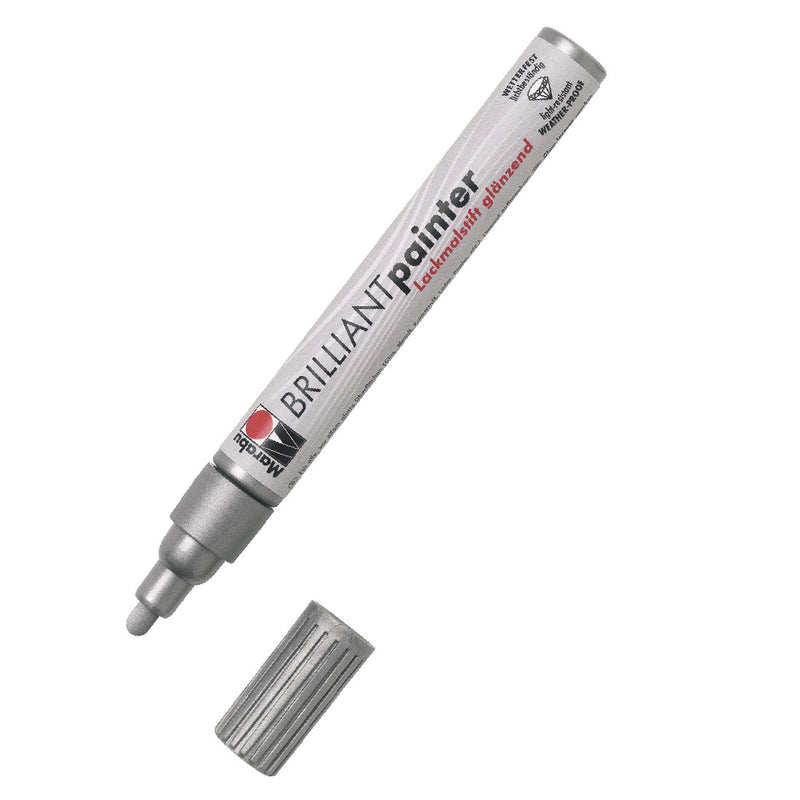 Marabu Brilliant Painter Gümüş 2-4 mm Marker - Metalik Sanatçı Çizim ve Dekorasyon Kalemi