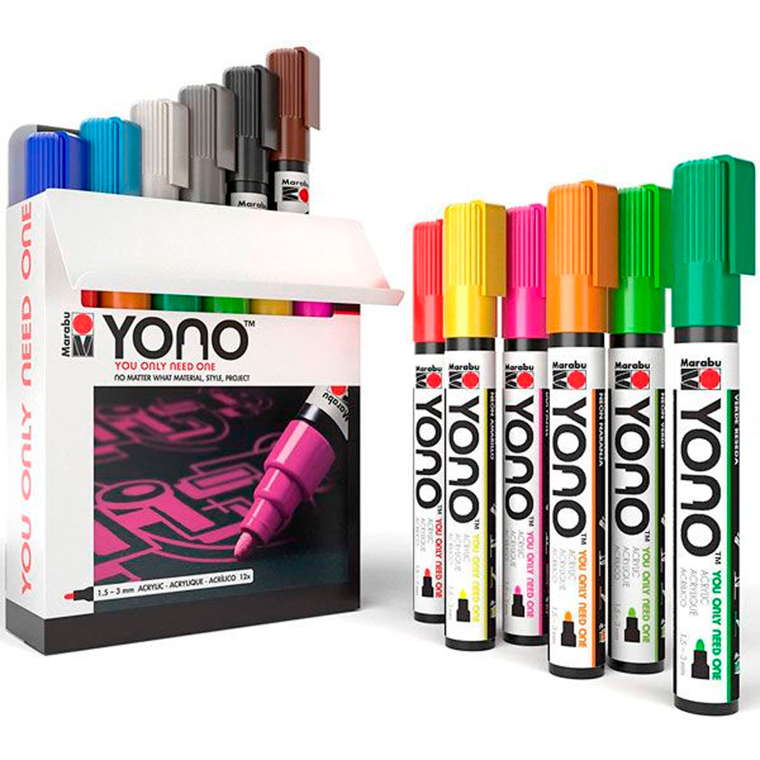 Marabu Yono Marker Set 12x1.5-3Mm Marker Kalem - Sanat, Çizim ve Tasarım için Profesyonel Set