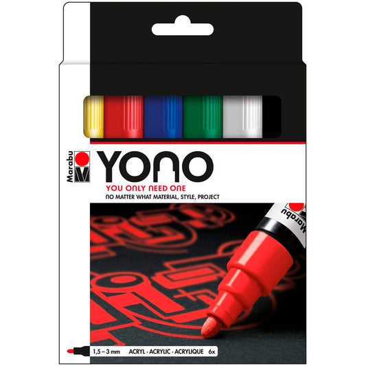 Marabu Yono Marker Set 6x1.5-3Mm - Sanatsal Çizim, Boyama ve Akrilik Marker Kalem Seti