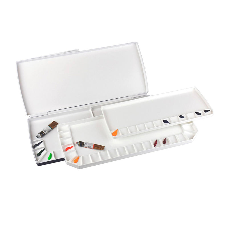 Mijello Angle Double Decker 52 Bölmeli Üç Katlı Palet - Profesyonel Sanat ve Boya Karıştırma Paleti