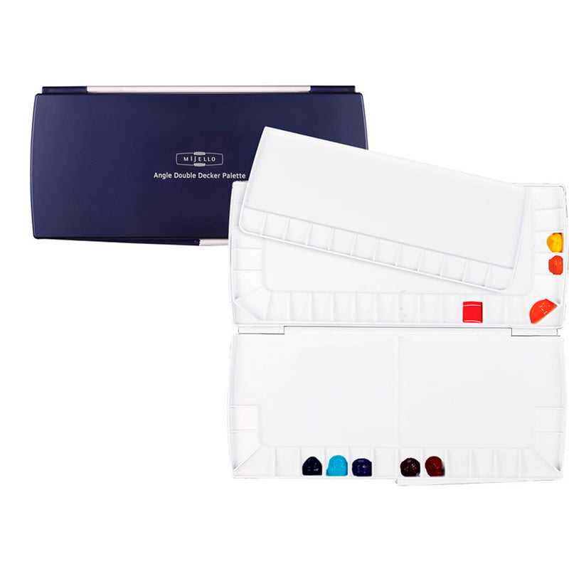 Mijello Angle Double Decker 52 Bölmeli Üç Katlı Palet - Profesyonel Sanat ve Boya Karıştırma Paleti