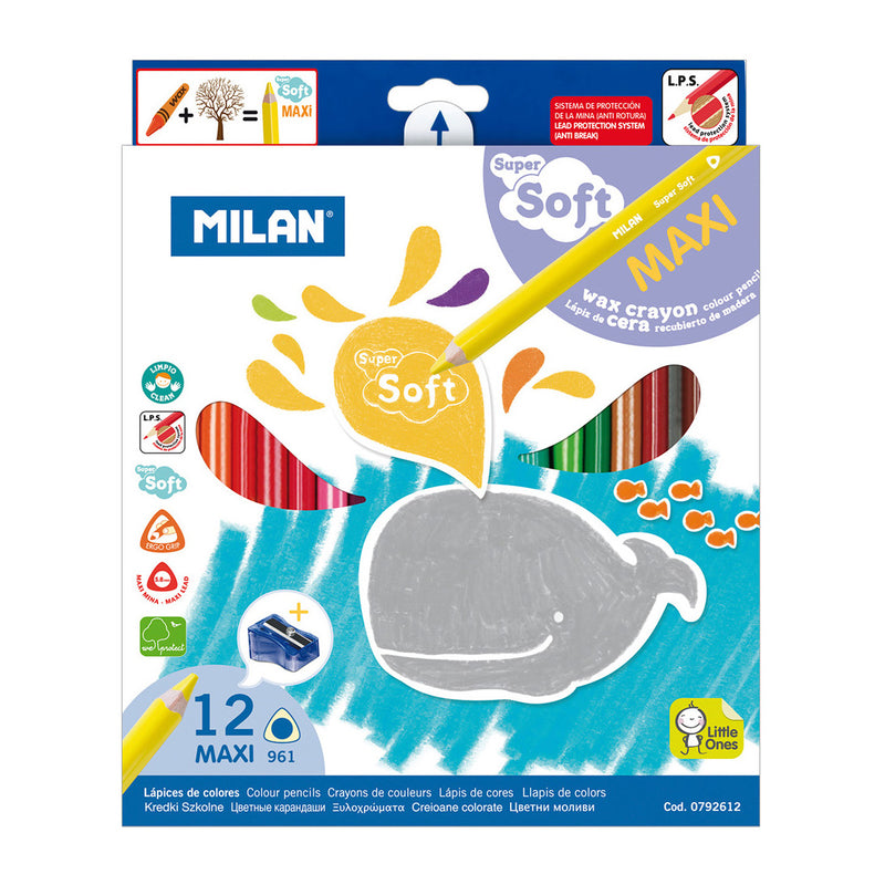 Milan Soft 12'li Üçgen Kuru Boya Kalemi