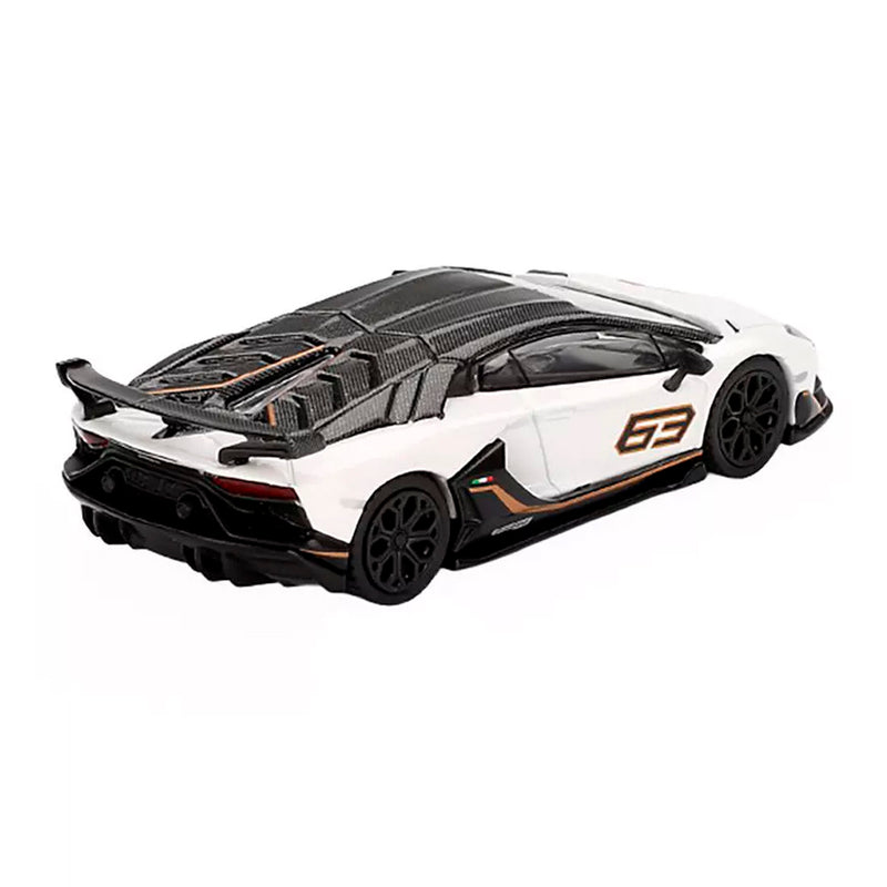Mini Gt Lamborg+B49ini Aventador Svj 63 Bianco Asopo 1/64