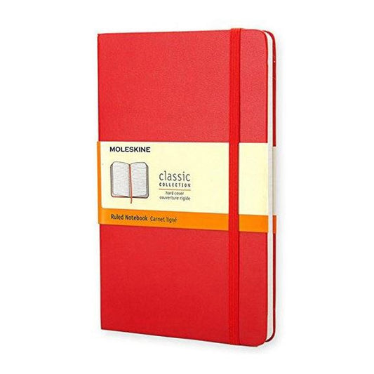 Moleskine Cep Boy Kırmızı Sert Kapak Çizgili Defter 192 Sayfa - Not Tutma, Okul, Planlayıcı ve Eskiz Defter