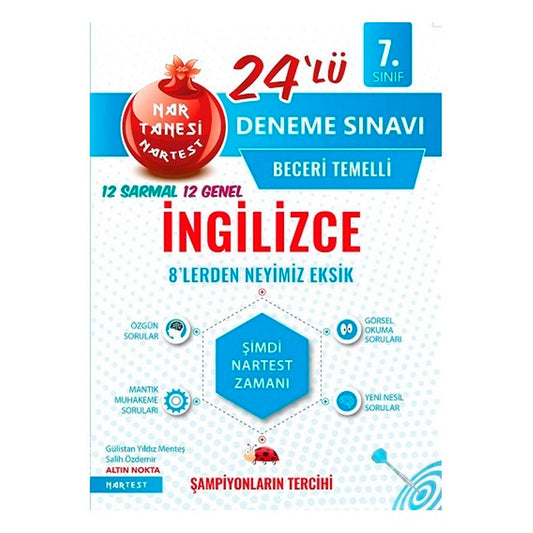 Nartest Yayınları 7. Sınıf İngilizce Nar Tanesi 24 Deneme Sınavı