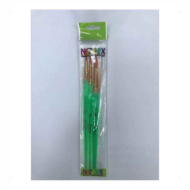 Naturex 3 lü Silikon Saplı Fırça Seti - Sanat, Resim, Akrilik ve Yuvarlak Uçlu Fırça