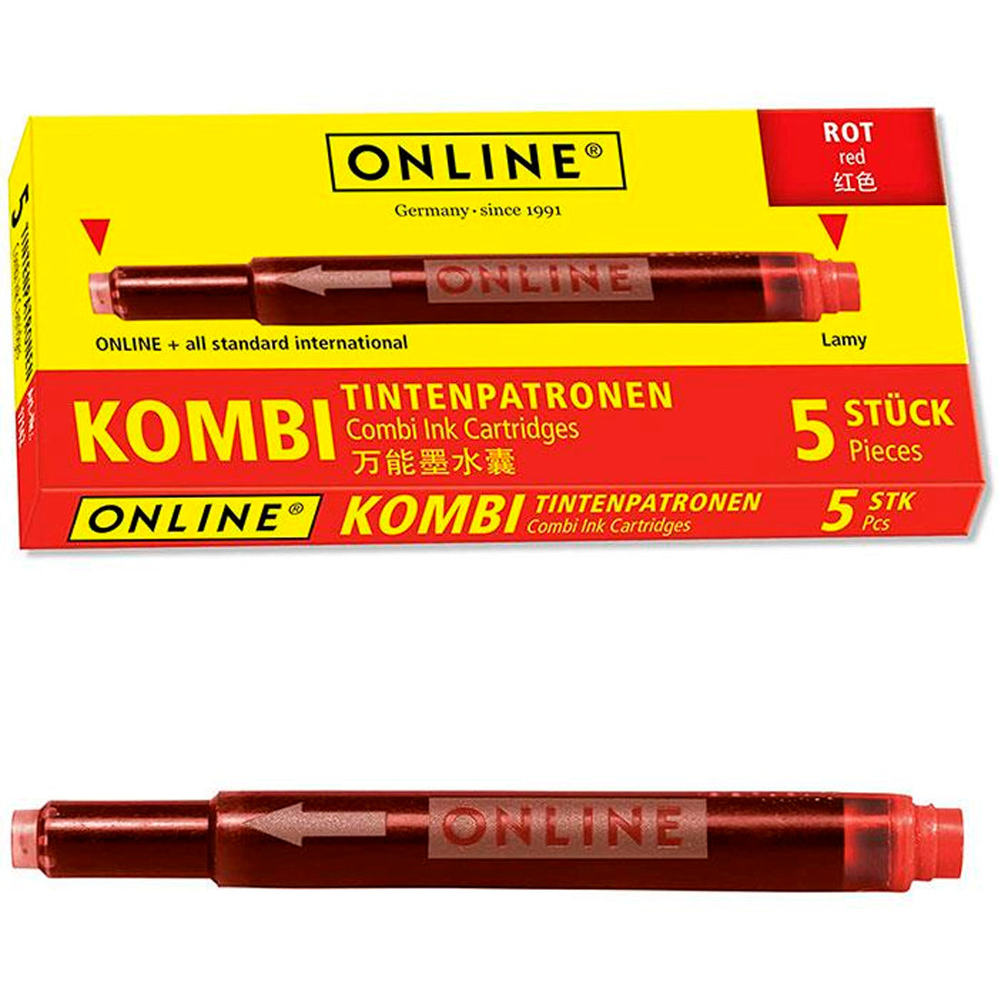 Online Combi Kırmızı Kartuş - Yedek Mürekkep ve Akıcı Yazım İçin