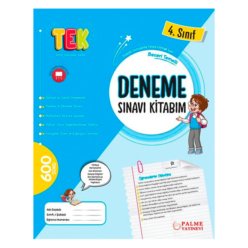 Palme Yayınları 4.Sınıf Tek Deneme Sınavı Kitabım