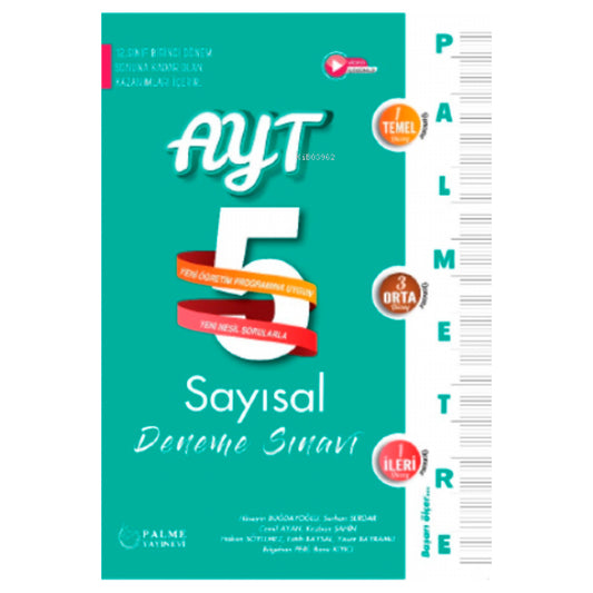 Palme Yayınları AYT 1. Dönem Sayısal Parametre 5 Deneme Sınavı
