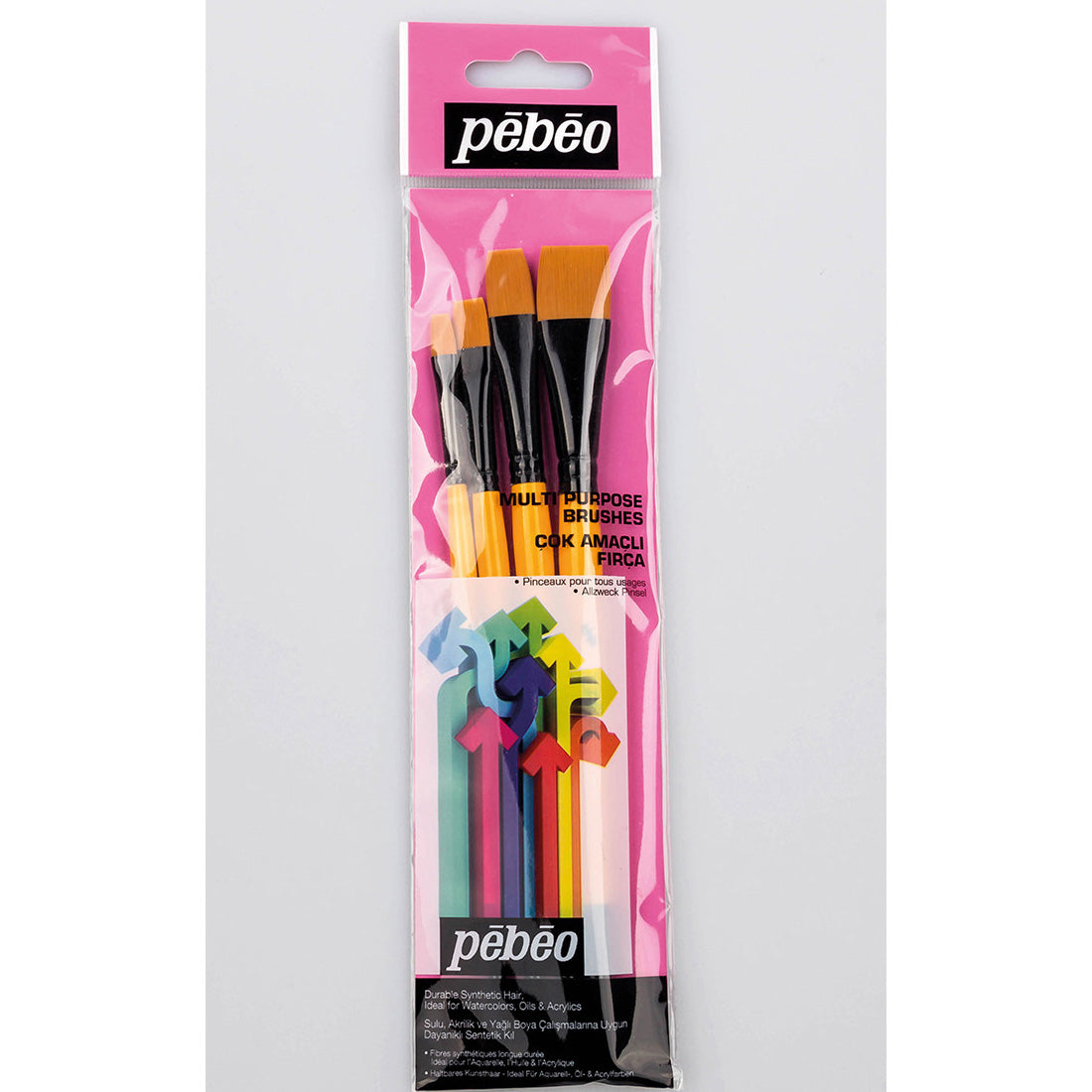 Pebeo No:10 4'lü Düz Kesik Fırça Seti - Akrilik, Yağlı Boya ve Sanatçı Fırçaları